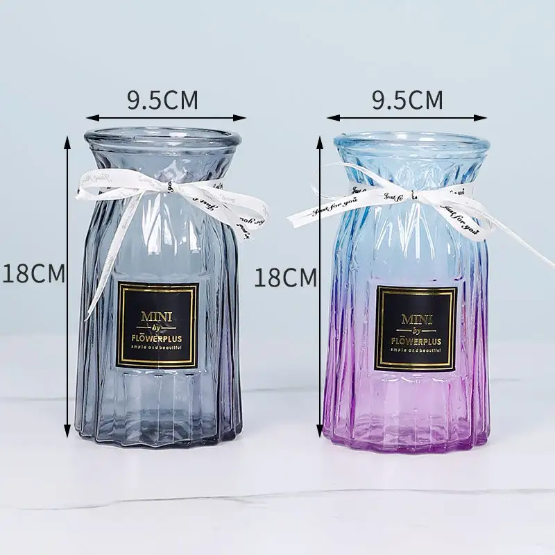 Vase à fleurs en verre transparent coloré pour décoration de fête de mariage/Vases en verre pour la décoration de la maison