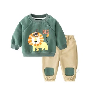 ชุดเสื้อผ้าเด็กอายุ 0-6 ปี แบบ unisex ลายสิงโต ผ้าคอตตอนเทอร์รี่ สำหรับฤดูใบไม้ผลิและฤดูใบไม้ร่วง สไตล์ยุโรป-อเมริกา - Product Image 1