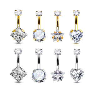 Đồ trang sức mỹ Navel Vòng F136 Titan chủ đề nội bộ vòng/Vuông/Sao/tim CZ bụng nút Nhẫn xuyên cơ thể đồ trang sức - Product Image 1