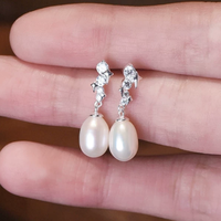 Boucles d'oreilles clous Yuesa en argent S925, perles d'eau douce, gouttes d'eau, luxe léger, élégantes, personnalité, micro-incrustation, plaqué rhodium, tendance