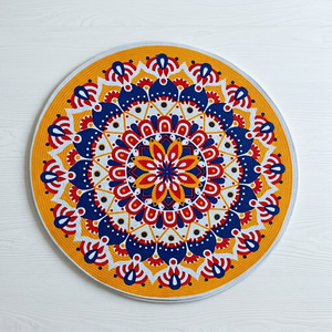 2026 Model <b>Round</b> Bohemian Jute Area <b>Rug</b> with Non-Slip Rubber Backing for Living Room Home Decor in Teal and <b>White</b> Pattern - Product Image 6
