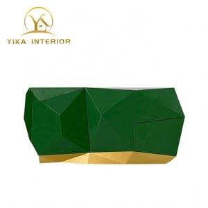 Aparador de Lujo con Diseño Geométrico y Gemas, Mueble de <span class=keywords><strong>TV</strong></span> de Metal y Madera con Acabado Pintado, Mesa Consola Decorativa con Cajones y Detalles de Diamantes - Product Image 1