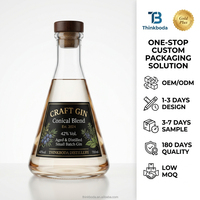 Agencia de Diseño con 20 Años de Experiencia, Botella de Ginebra Cónica de Lujo de 700 ml, Garrafa de Vidrio para Licores, Estrategia de Marca Personalizada para Destilerías