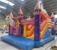 Toboggan Offre Spéciale licorne à double voie avec maison gonflable sautant pour enfants sautant petit toboggan gonflable personnalisé
