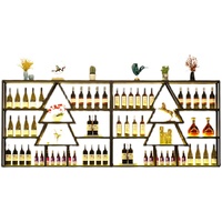 Étagères murales en fer, style industriel moderne, or/noir, design suspendu flottant pour bouteilles de vin, casier à vin pour la maison