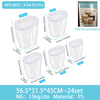 Sans BPA 5 pièces ensemble Transparent PP moderne multifonction cuisine boîtes de rangement Injection Grain Jar Snacks noix café nourriture