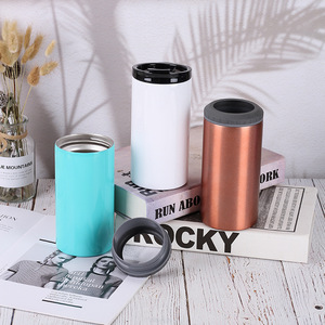 Portable Custom Logo Insulated Vacuum Ice Bucket Stainless Steel 4 in 1 Double Layer Multifunctional 16oz Slim Beer Can <b>Cooler</b> - Product Image 2