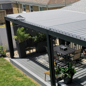 Pergola a LED Gazebo in alluminio PVC con feritoia eco-friendly antivento protezione UV bioclimatica verniciato a polvere libero <span class=keywords><strong>giardino</strong></span> - Product Image 6