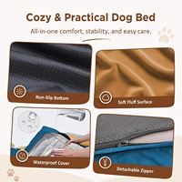 Lit pour chien en peluche coloré, imperméable, en velours cristal, avec mousse orthopédique en forme d'œuf, canapé pour animaux de compagnie pour les détaillants, OEM personnalisé