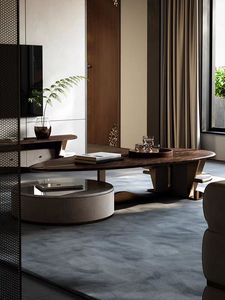 Tavolino <span class=keywords><strong>da</strong></span> Caffè di Lusso Leggero Forma Speciale Moderno Minimalista in Noce Nero per Villa Soggiorno Tavolo <span class=keywords><strong>da</strong></span> Tè di Alta Qualità - Product Image 3