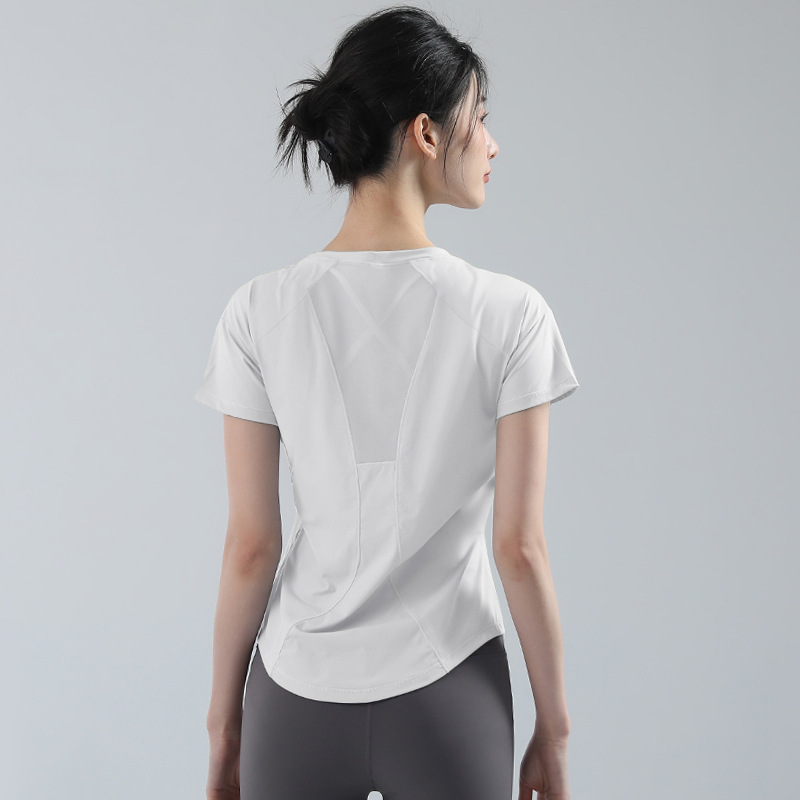 Summer New Yoga Tops for Women, Slim Fit Thin Fitness Wear, Breathable Quick Dry Short Sleeve Sports Blouse