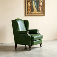 Fauteuil en cuir véritable huilé style américain, vintage, fauteuil simple de style campagnard, chaise décontractée Tiger, pour hôtel, villa, salon, club