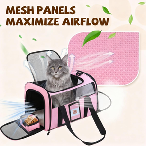 Foldable Oxford Pet Carrier Bag with Zipper Closure Portable Solid Pattern Handheld Dog & Cat Travel <b>Crate</b> for Small Pets - Product Image 3