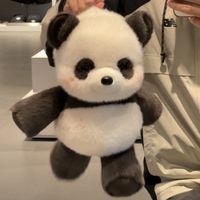 Peluche Panda Kawaii, jouet animal doux et câlin, poupée de personnage avec patchs oculaires contrastants pour enfants, cadeau d'anniversaire ou de vacances, vente au détail