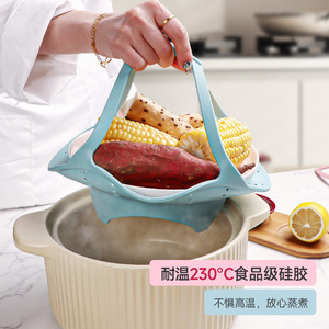 Silicone Steamer Rack Food Grade Non Stick Breathable For Steaming Buns And Dim Sum Small Blue Large Pink - Product Image 4