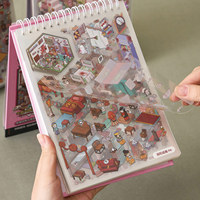 Libro de Colección de Pegatinas de Escenas en Miniatura, Hecho a Mano, Juego Completo de Pegatinas 3D para Casa, Pegatinas Estereoscópicas de Cabina, Serie Terror Town 5.0