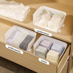 Thickened Anti-microbial Socks Underwear Bra Panties <b>Clothes</b> Divided <b>Storage</b> Box with Lid Plastic Wardrobe Drawer - Product Image 3