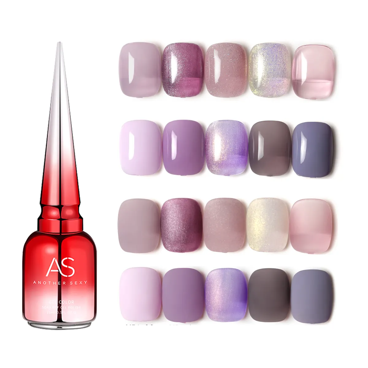 AS 15ml Vernis à ongles en gel Violet Couleurs scintillantes Semi Permanent Soak Off UV LED Vernis Manucure Pour Nail Art Gel Polish