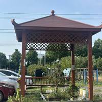 Gazebo Hexagonal Chino con Tejas Decorativas de Madera