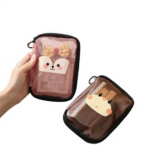 Portable <b>Large</b> Capacity Eco-Friendly Cosmetic <b>Storage</b> <b>Bag</b> EVA Mesh Makeup Case <b>with</b> <b>Zipper</b> and Keyring for Travel and Daily Use - Product Image 3