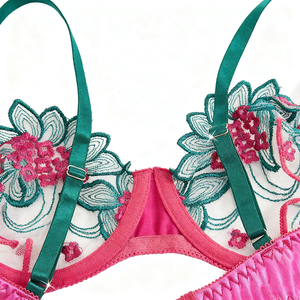 ملابس داخلية نسائية نسائية دانتيل ملابس داخلية لف من ثلاث نقاط طقم حمالة صدر مثيرة - Product Image 4