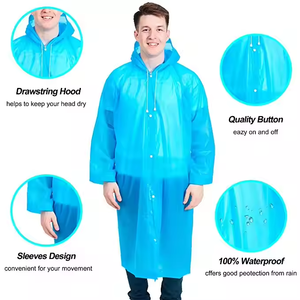 Ponchos de Lluvia Desechables para Adultos, Paquete de 10, Capucha con Cordón de Emergencia, Impermeables, de Plástico PE, para Actividades al Aire Libre - Product Image 4
