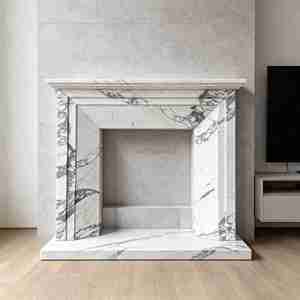 Luxury Marble <strong>Fireplace</strong> Surround with Mantel <strong>Corner</strong> Installation <strong>for</strong> Indoor Use Apartment Hotel Living Room - Product Image 6