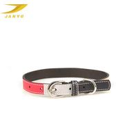 Collier et laisse pour chien en PU, couleurs contrastées, élégant, avec anneau en D métallique, ensemble de promenade en cuir pour chien, vente en gros OEM