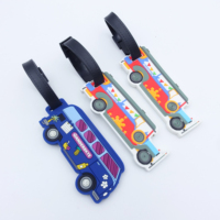 Etiqueta de Equipaje de Goma Suave con Forma de Coche de Dibujos Animados, Accesorio de Viaje Portátil, Etiqueta de Equipaje de Silicona PVC con Nombre Personalizado