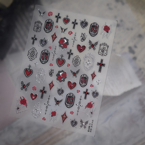 Halloween Dark Rose Crystal Nail Stickers 2026 New DIY Hot Girl Premium <b>Gothic</b> Rhinestone Nail Art Decals Cross-Border Wholesale - Product Image 3