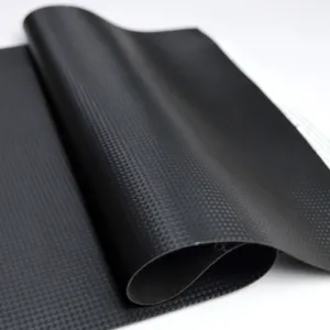 Factory Black Fiber Grain PVC Faux Leather Carbon Fiber Style PVC Leather for Car Seats Motorcycle Seats