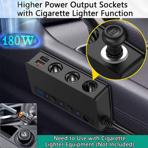 Caricabatteria per auto TR24 180W 3 prese accendisigari 4 porte <span class=keywords><strong>USB</strong></span> adattatore di ricarica rapida con interruttore indipendente - Product Image 4