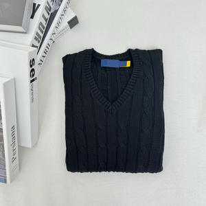 Maglione da <span class=keywords><strong>Donna</strong></span> Autunnale in Puro <span class=keywords><strong>Cotone</strong></span> con Scollo a V, Ricamato, a <span class=keywords><strong>Maglia</strong></span> Intrecciata, Ampio, a Maniche Lunghe, Stile Coreano, Semplice e Casual - Product Image 6