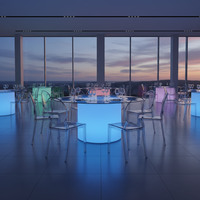Ensembles de tables à manger en verre lumineux pour 8 chaises, table rectangulaire polyvalente à LED pour la restauration
