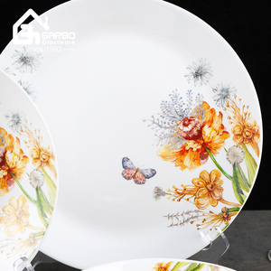 Chine <span class=keywords><strong>fournisseur</strong></span> opale plats avec décalque forme ronde <span class=keywords><strong>grossiste</strong></span> plaques de verre opalware pour la maison cuisine ou cantine assiette personnalisée - Product Image 6