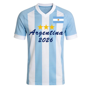 Maglia da Calcio Argentina 3 Stelle Copa Mundial 2026, Maglietta Albiceleste a Strisce Celeste e Bianche con Bandiera Nazionale, Unif - Product Image 1