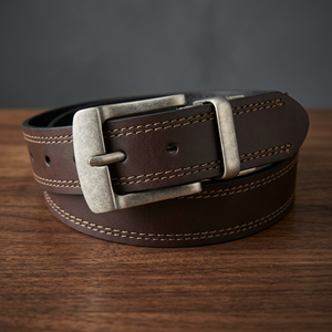 Ceinture décontractée pour homme en cuir de vachette avec impression par transfert thermique BS INTERNATIONAL NA189, boucle en acier inoxydable en forme de crâne, motif floral, respectueuse de l'environnement - Product Image 1