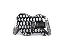 Sac à bandoulière tendance en forme de guitare pour femme, sac à main style musical imprimé cœur, sac à bandoulière croisé