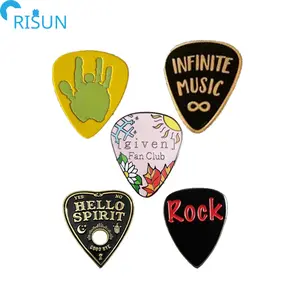 Wholesale Given Fan Club Enamel Pin Custom Logo Guitar Pick Soft Hard Enamel Lapel Pin Rock Pin Badge Hello Spirit Music Brooch