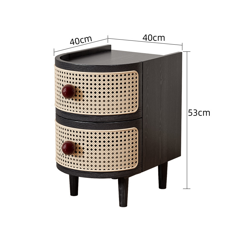 Walnut color [Round handle - rattan design]