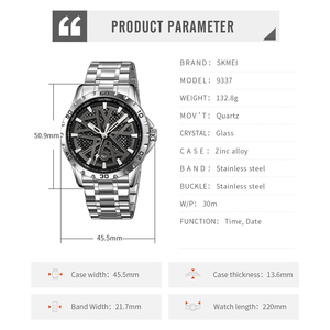 Reloj cronógrafo redondo para hombre, reloj de pulsera de lujo de acero inoxidable, reloj de cuarzo resistente al agua 30M - Product Image 2