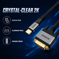 Câble USB Type-C vers DVI 2K60Hz 0,5-10M, adaptateur USB Type-C vers DVI-D, coque en aluminium, tressé en coton