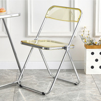 Vente en gros de chaises pliantes transparentes et transparentes Siège de salon en plastique PC avec cadre chromé