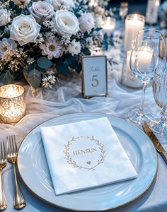 Serviettes en papier Airlaid personnalisées Hensun, logo personnalisé, impression dorée, serviettes jetables pour mariage, fête, faible MOQ, restaurant, café, table - Product Image 6