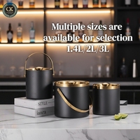 Seau à glace isotherme double paroi anti-transpiration en acier inoxydable 304 avec poignée, refroidisseur portable pour vin et bière, idéal pour bar, fête, pique-nique, extérieur