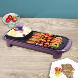 Sartén Eléctrica 2 en 1, Olla Eléctrica sin Humo, Plancha Antiadherente de Aluminio, Bandeja Multifuncional para Hornear, Control Mecánico, Uso en Interiores - Product Image 6