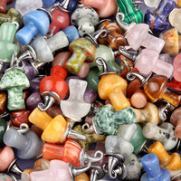 Pendentifs en pierres précieuses en gros 2026 – Pendentif champignon chapeau de Noël en pierres précieuses de 15 mm pour accessoires de bijoux DIY