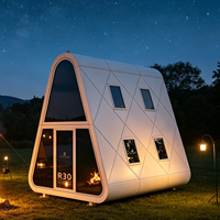 Capsule spatiale panoramique en verre et acier, maison mobile, B&B, mini-maison avec salle de bain intégrée, étanche, moderne