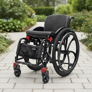 SHIPENG WI5803 Lightweight Aluminum <strong>Manual</strong> Folding Sport <strong>Wheelchair</strong> Rigid Backrest Black 26-inch Shock-absorbing Carbon Fiber - Product Image 1