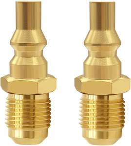 2 adaptateurs de raccordement rapide pour <span class=keywords><strong>propane</strong></span> basse pression YM YMQC031, poli, avec garantie de 3 ans, <span class=keywords><strong>raccord</strong></span> mâle 3/8" à flare, prise à débit total, pour gaz - Product Image 5